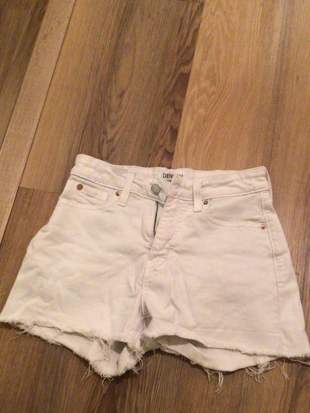 Denizen from Levi's White Frayed Denim Shorts